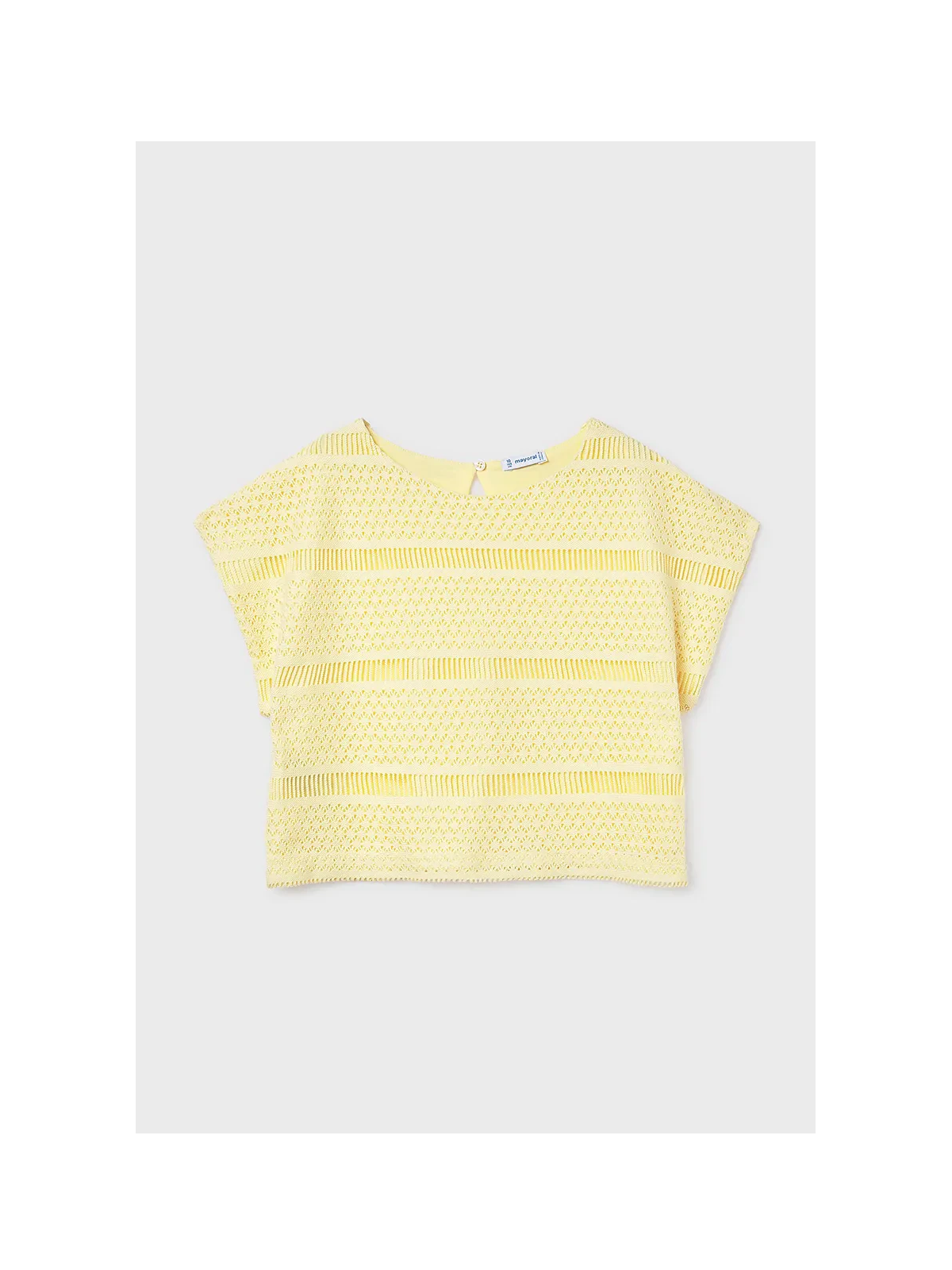 MAYORAL BLUZKA TOP NA KRÓTKI RĘKAW DLA DZIEWCZYNY ŻÓŁTY AŻUROWY 6022/34