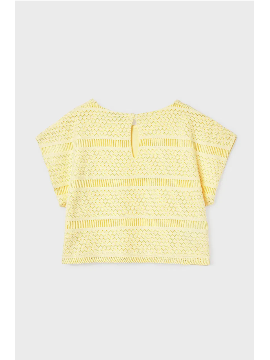 MAYORAL BLUZKA TOP NA KRÓTKI RĘKAW DLA DZIEWCZYNY ŻÓŁTY AŻUROWY 6022/34