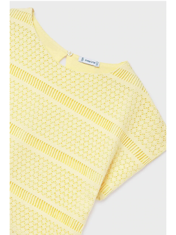 MAYORAL BLUZKA TOP NA KRÓTKI RĘKAW DLA DZIEWCZYNY ŻÓŁTY AŻUROWY 6022/34