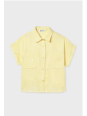 MAYORAL KOSZULA Z KRÓTKIM RĘKAWEM  ŻÓŁTA W KWIATKI TOP BIAŁY Z HAFTEM 6159/57