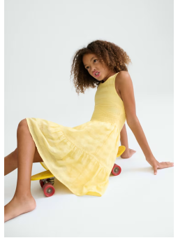 MAYORAL SUKIENKA DLA DZIEWCZYNY Z WYCIĘCIEM NA PLECACH ŻÓŁTA 6913/93