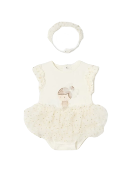 MAYORAL NEWBORN KOMPLET BODY DLA DZIEWCZYNKI TIUL OPASKA 1732 /66