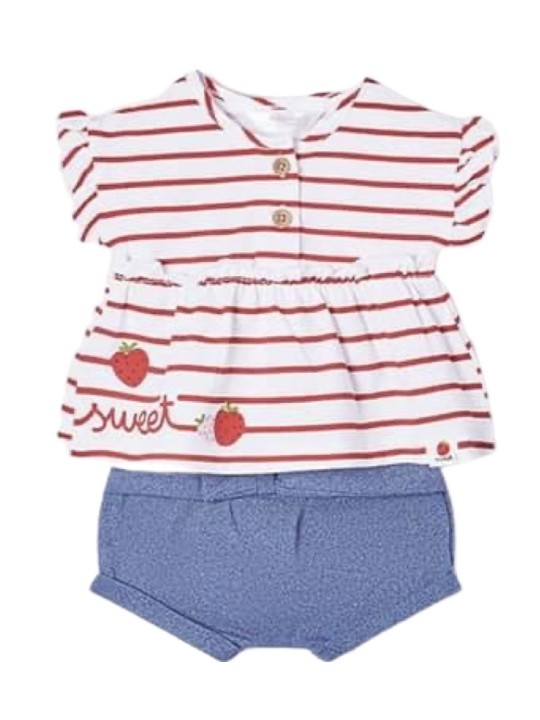 MAYORAL NEWBORN KOMPLET DLA DZIEWCZYNKI KOSZULKA PLUS SPODENKI 1623