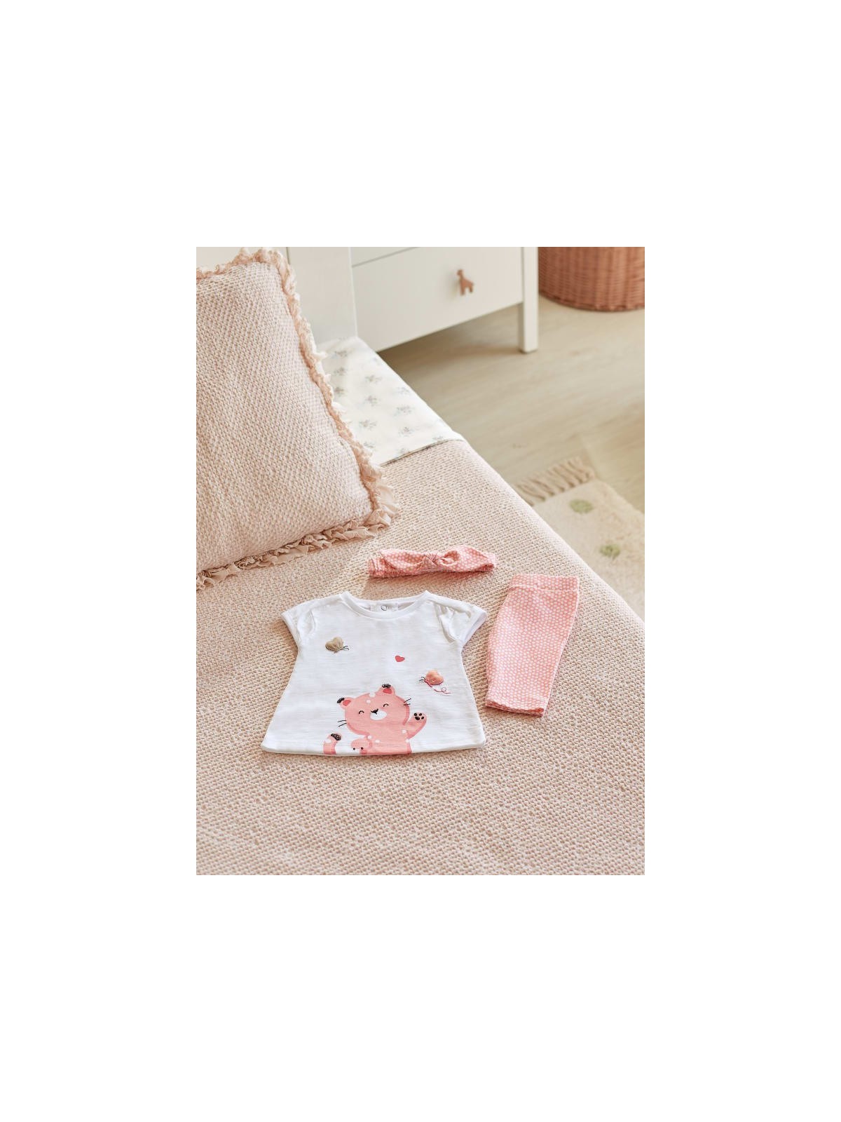 MAYORAL NEWBORN KOMPLET LETNI DLA DZIEWCZYNKI BLUZKA Z MISIEM LEGINSY PLUS OPASKA  1746