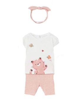 MAYORAL NEWBORN KOMPLET LETNI DLA DZIEWCZYNKI BLUZKA Z MISIEM LEGINSY PLUS OPASKA  1746