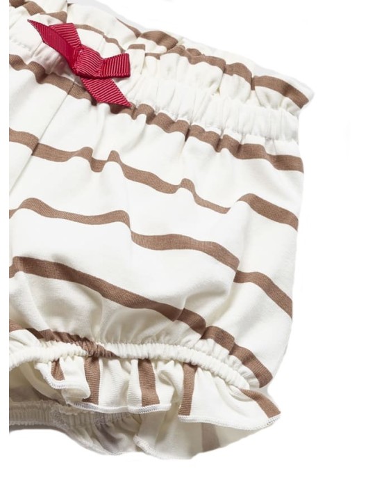 MAYORAL NEWBORN KOMPLET LETNI DLA DZIEWCZYNKI BLUZKA KREM Z MISIEM PLUS SZORTY 1609 /2