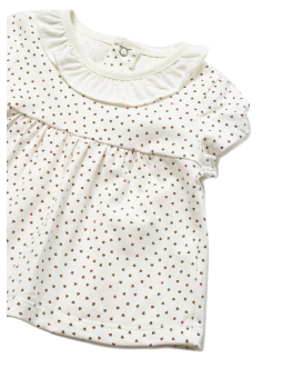 MAYORAL NEWBORN KOMPLET LETNI DLA DZIEWCZYNKI BLUZKA KREM Z MISIEM PLUS SZORTY 1609 /93