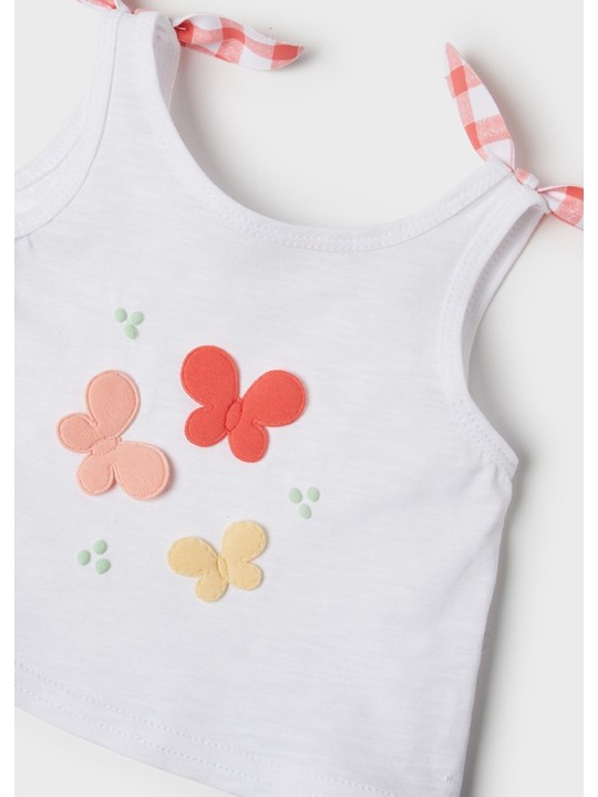 MAYORAL NEWBORN KOMPLET LETNI KĄPIELOWY DLA DZIEWCZYNKI KOSZULKA  MAJTKI PLUS KAPELUSZ 1692 /1