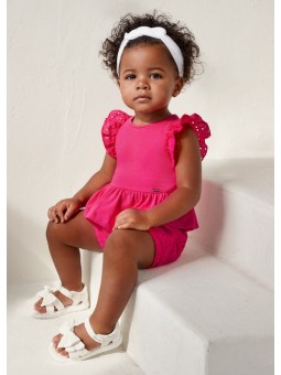 MAYORAL BABY KOMPLET LETNI DLA DZIEWCZYNKI BLUZKA  PLUS SPODENKI  FUKSJA  KOMPLET07