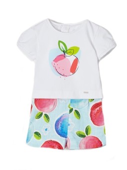 MAYORAL BABY KOMPLET LETNI DLA DZIEWCZYNKI BLUZKA  PLUS SPODENKI  OWOCE KOMPLET09