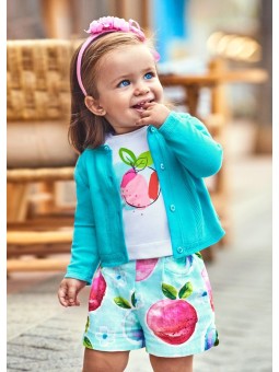 MAYORAL BABY KOMPLET LETNI DLA DZIEWCZYNKI BLUZKA  PLUS SPODENKI  OWOCE KOMPLET09