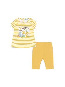 MAYORAL NEWBORN KOMPLET LETNI DLA DZIEWCZYNKI BLUZKA TUNIKA W PASKI PLUS LEGINSY CZERWONE 1712 /21