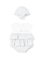 MAYORAL NEWBORN RAMPERS PAJAC  SUKIENKA DLA DZIEWCZYNKI SZARY PLUS KAPELUSZ 1604