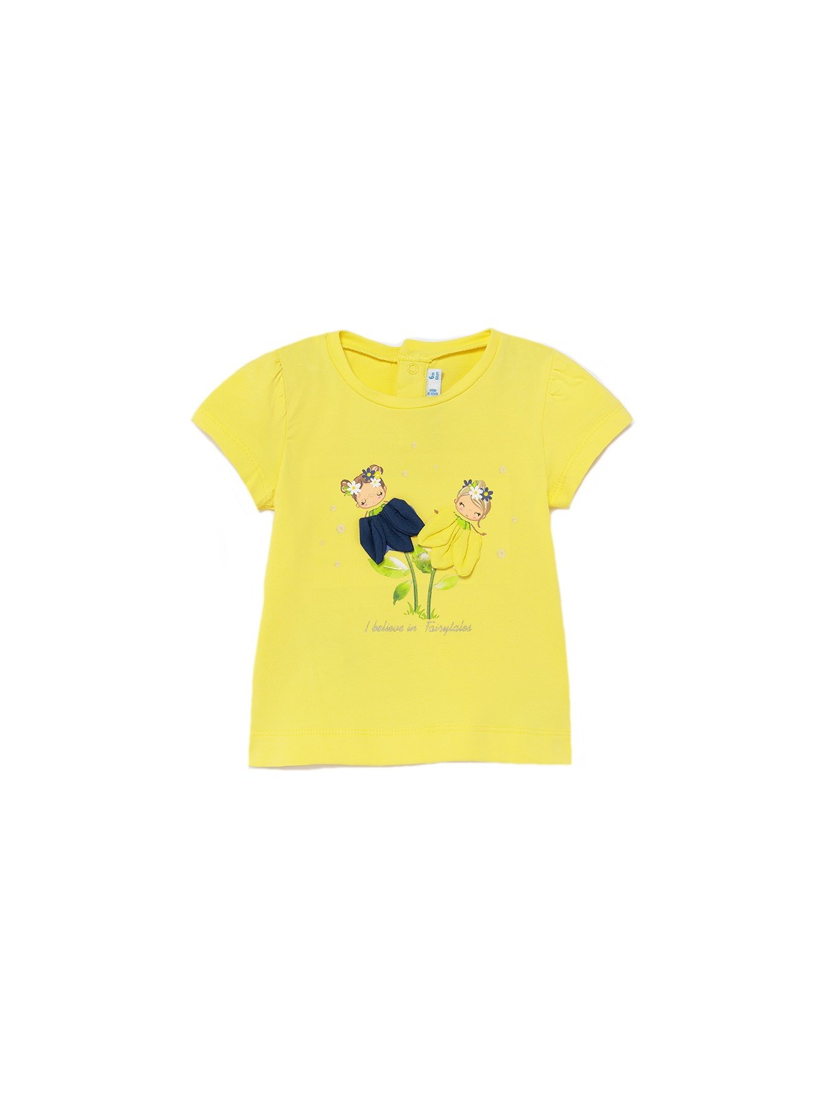 MAYORAL BABY T-SHIRT BLUZKA NA KRÓTKI RĘKAW DLA DZIEWCZYNKI ŻÓŁTA Z DZIEWCZYNKAMI 1087 /53