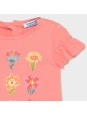 MAYORAL BABY T-SHIRT BLUZKA NA KRÓTKI RĘKAW DLA DZIEWCZYNKI KORAL Z KWIATKAMI 1082 /18