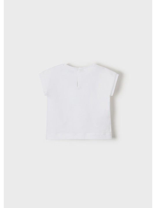 MAYORAL BABY T-SHIRT BLUZKA NA KRÓTKI RĘKAW DLA DZIEWCZYNKI BIAŁA Z DZIEWCZYNKAMI BLUZKA01