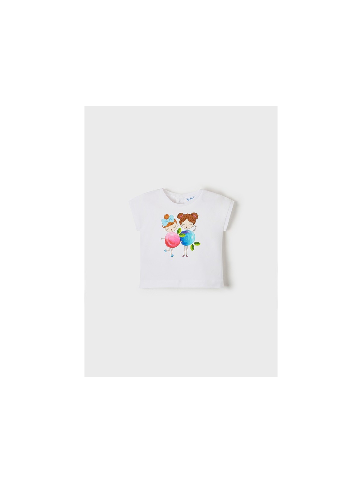 MAYORAL BABY T-SHIRT BLUZKA NA KRÓTKI RĘKAW DLA DZIEWCZYNKI BIAŁA Z DZIEWCZYNKAMI BLUZKA01