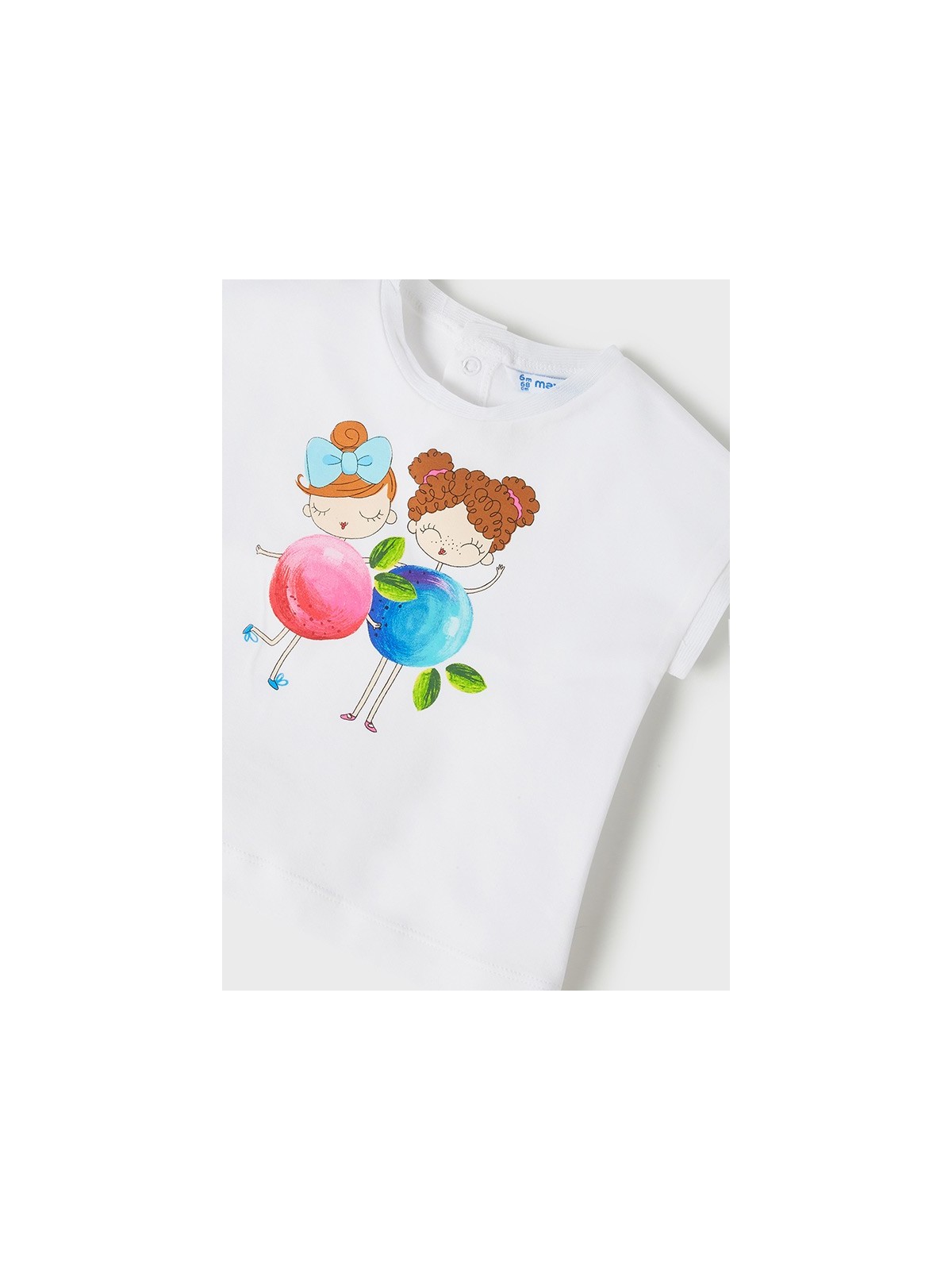 MAYORAL BABY T-SHIRT BLUZKA NA KRÓTKI RĘKAW DLA DZIEWCZYNKI BIAŁA Z DZIEWCZYNKAMI BLUZKA01