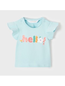 MAYORAL BABY T-SHIRT BLUZKA NA KRÓTKI RĘKAW DLA DZIEWCZYNKI BIAŁA Z DZIEWCZYNKAMI BLUZKA01