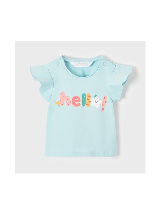 MAYORAL BABY T-SHIRT BLUZKA NA KRÓTKI RĘKAW DLA DZIEWCZYNKI BIAŁA Z DZIEWCZYNKAMI BLUZKA01