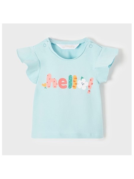 MAYORAL BABY T-SHIRT BLUZKA NA KRÓTKI RĘKAW DLA DZIEWCZYNKI BIAŁA Z DZIEWCZYNKAMI BLUZKA01