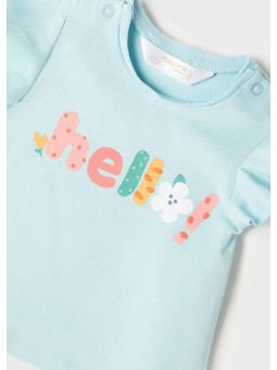 MAYORAL BABY T-SHIRT BLUZKA NA KRÓTKI RĘKAW DLA DZIEWCZYNKI BIAŁA Z DZIEWCZYNKAMI BLUZKA01