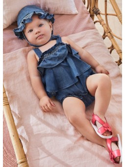 MAYORAL NEWBORN RAMPERS PAJAC LETNI DLA DZIEWCZYNKI MIĘKKI JEANS RAMPERS03