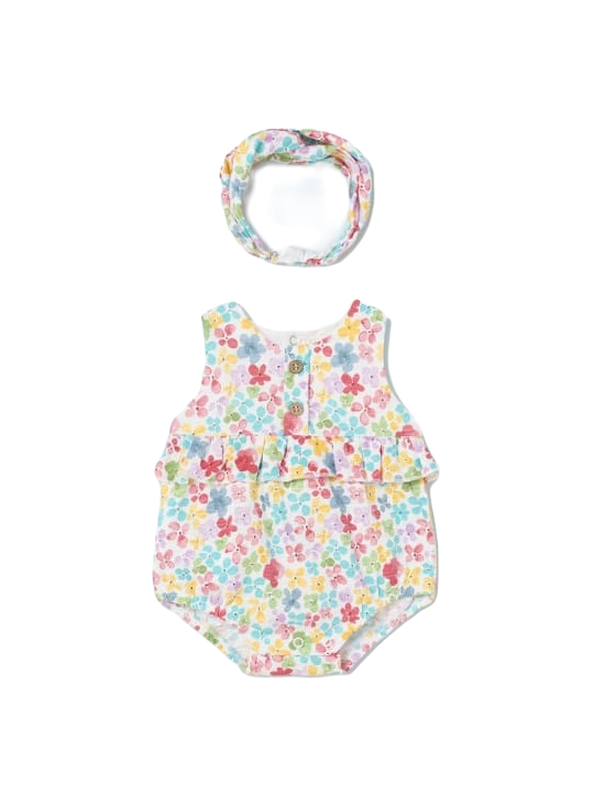 MAYORAL NEWBORN RAMPERS PAJAC LETNI DLA DZIEWCZYNKI PLUS OPASKA 1691