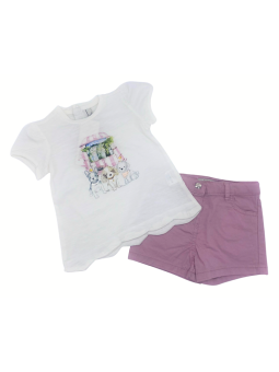 BIRBA BABY KOMPLET LETNI DLA DZIEWCZYNKI BLUZKA  PLUS SPODENKI  PIESKI 999 49052 00 50I12M