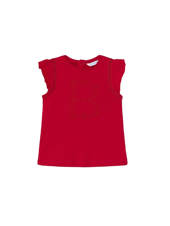MAYORAL BABY T-SHIRT BLUZKA NA KRÓTKI RĘKAW DLA DZIEWCZYNKI CZERWONA 1012