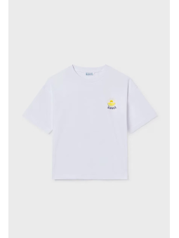 MAYORAL KOSZULKA NA KRÓTKI RĘKAW DLA DZIEWCZYNKI NADRUK BIAŁA  6011/16