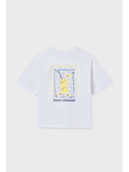 MAYORAL KOSZULKA NA KRÓTKI RĘKAW DLA DZIEWCZYNKI NADRUK BIAŁA  6011/16