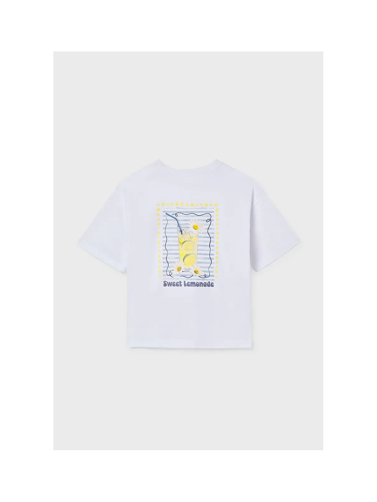 MAYORAL KOSZULKA NA KRÓTKI RĘKAW DLA DZIEWCZYNKI NADRUK BIAŁA  6011/16