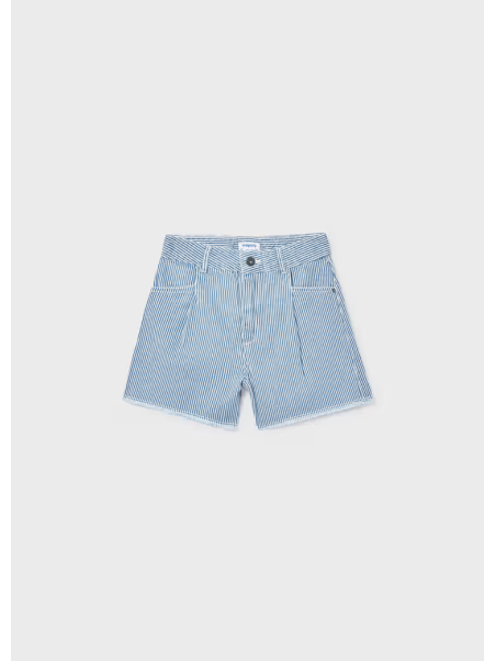 MAYORAL KRÓTKIE SPODENKI SZORTY JEANS DLA DZIEWCZYNKI NIESBIESKIE W  BIAŁE PASKI 6205/54