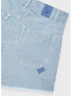 MAYORAL KRÓTKIE SPODENKI SZORTY JEANS DLA DZIEWCZYNKI NIESBIESKIE W  BIAŁE PASKI 6205/54