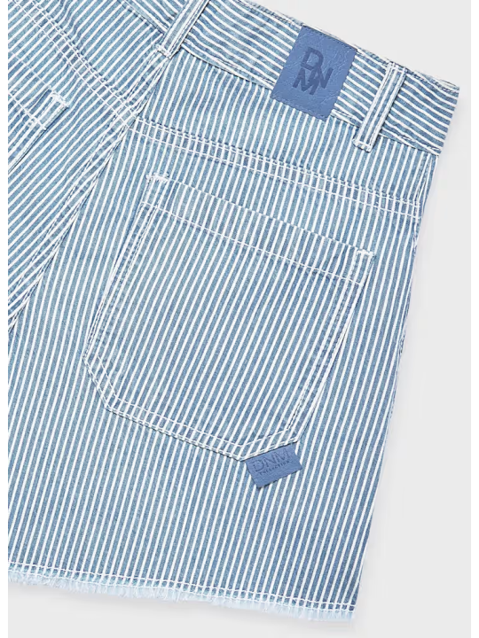 MAYORAL KRÓTKIE SPODENKI SZORTY JEANS DLA DZIEWCZYNKI NIESBIESKIE W  BIAŁE PASKI 6205/54