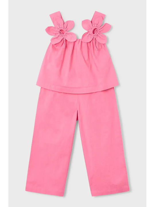 MAYORAL KOMPLET DLA DZIEWCZYNKI  BLUZKA NA RAMIĄCZKACH SPODNIE RÓŻOWE 3596/10