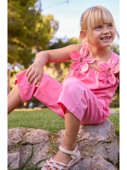 MAYORAL KOMPLET DLA DZIEWCZYNKI  BLUZKA NA RAMIĄCZKACH SPODNIE RÓŻOWE 3596/10