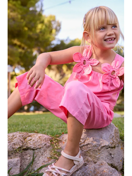 MAYORAL KOMPLET DLA DZIEWCZYNKI  BLUZKA NA RAMIĄCZKACH SPODNIE RÓŻOWE 3596/10