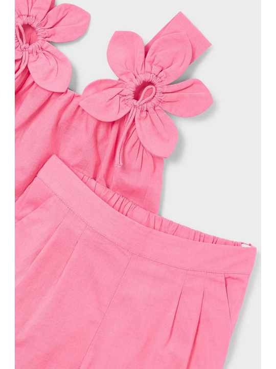 MAYORAL KOMPLET DLA DZIEWCZYNKI  BLUZKA NA RAMIĄCZKACH SPODNIE RÓŻOWE 3596/10