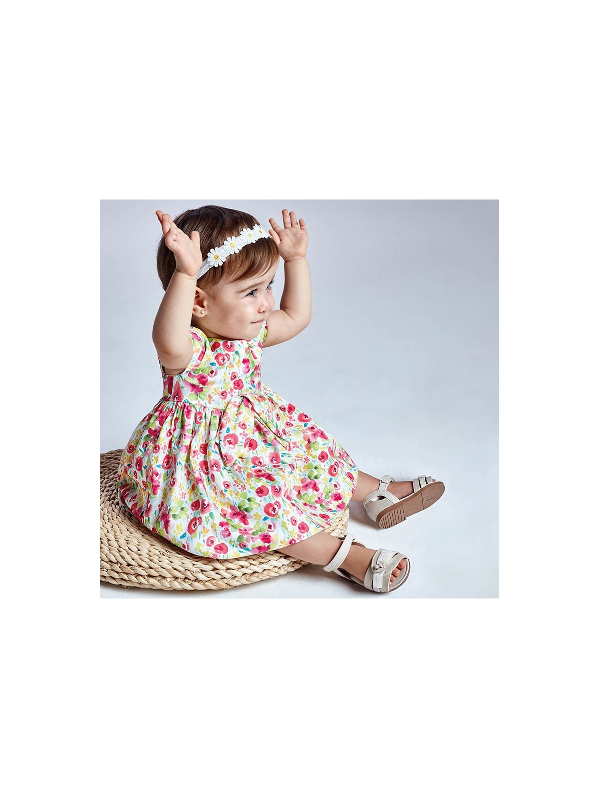 MAYORAL NEWBORN SUKIENKA LETNIA DLA DZIEWCZYNKI BRZOSKWINIOWA   KWIATKI 1973 /10