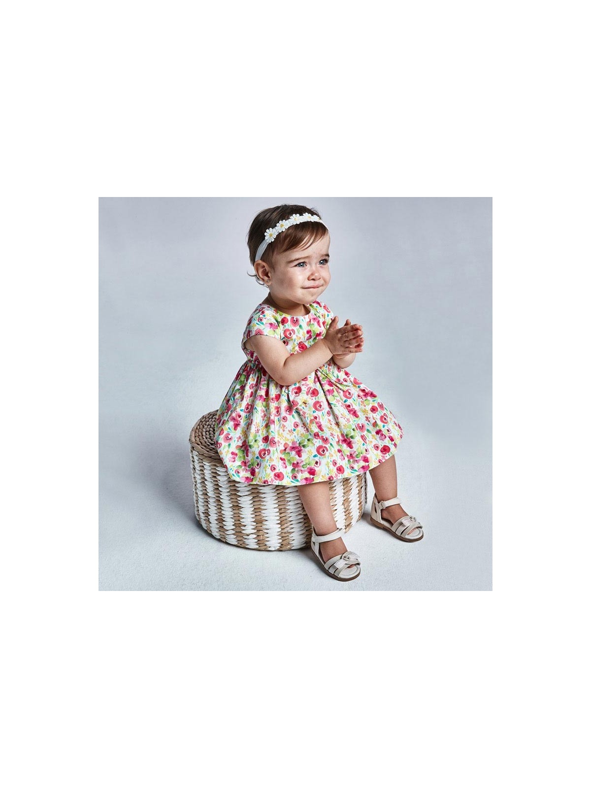 MAYORAL NEWBORN SUKIENKA LETNIA DLA DZIEWCZYNKI BRZOSKWINIOWA   KWIATKI 1973 /10