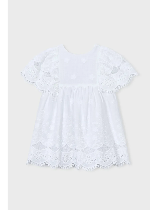 MAYORAL SUKIENKA NA KRÓTKI RĘKAW DLA DZIEWCZYNKA HAFTY BIAŁA 3923