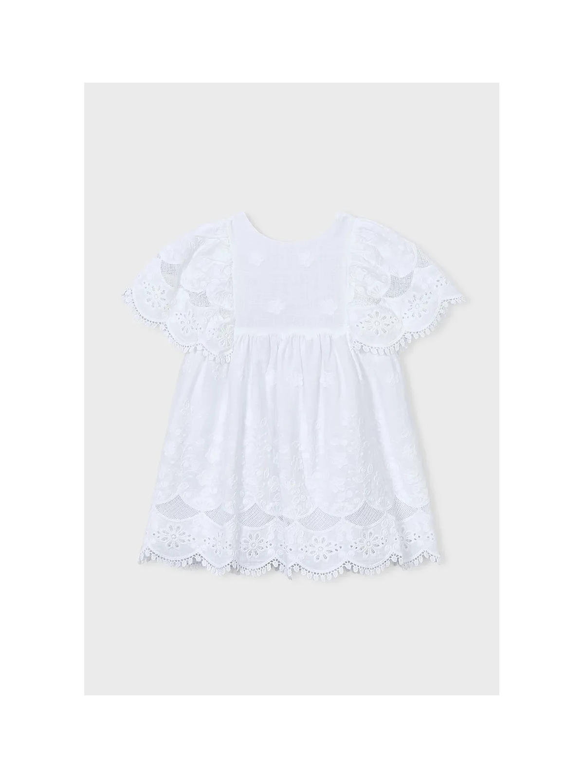 MAYORAL SUKIENKA NA KRÓTKI RĘKAW DLA DZIEWCZYNKA HAFTY BIAŁA 3923
