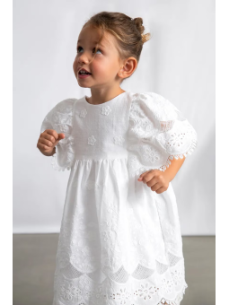 MAYORAL SUKIENKA NA KRÓTKI RĘKAW DLA DZIEWCZYNKA HAFTY BIAŁA 3923