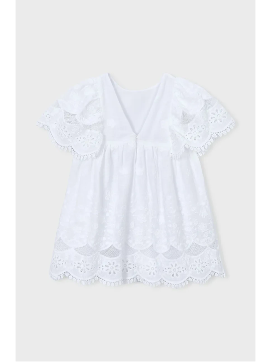MAYORAL SUKIENKA NA KRÓTKI RĘKAW DLA DZIEWCZYNKA HAFTY BIAŁA 3923