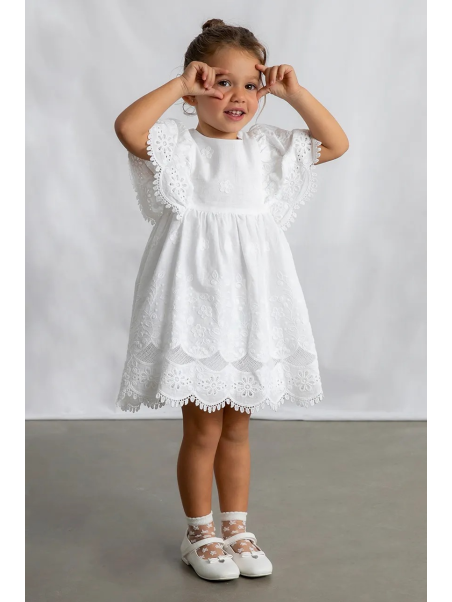 MAYORAL SUKIENKA NA KRÓTKI RĘKAW DLA DZIEWCZYNKA HAFTY BIAŁA 3923