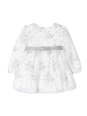 MAYORAL NEWBORN SUKIENKA WIZYTOWA TIUL BIAŁA Z SZARYMI KWIATAMI 2939 /44