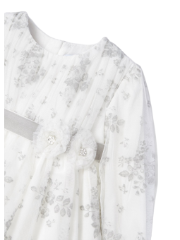 MAYORAL NEWBORN SUKIENKA WIZYTOWA TIUL BIAŁA Z SZARYMI KWIATAMI 2939 /44