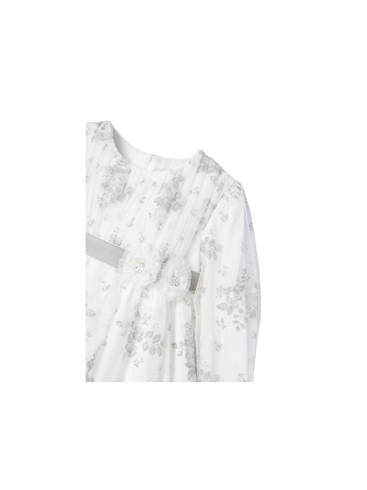 MAYORAL NEWBORN SUKIENKA WIZYTOWA TIUL BIAŁA Z SZARYMI KWIATAMI 2939 /44